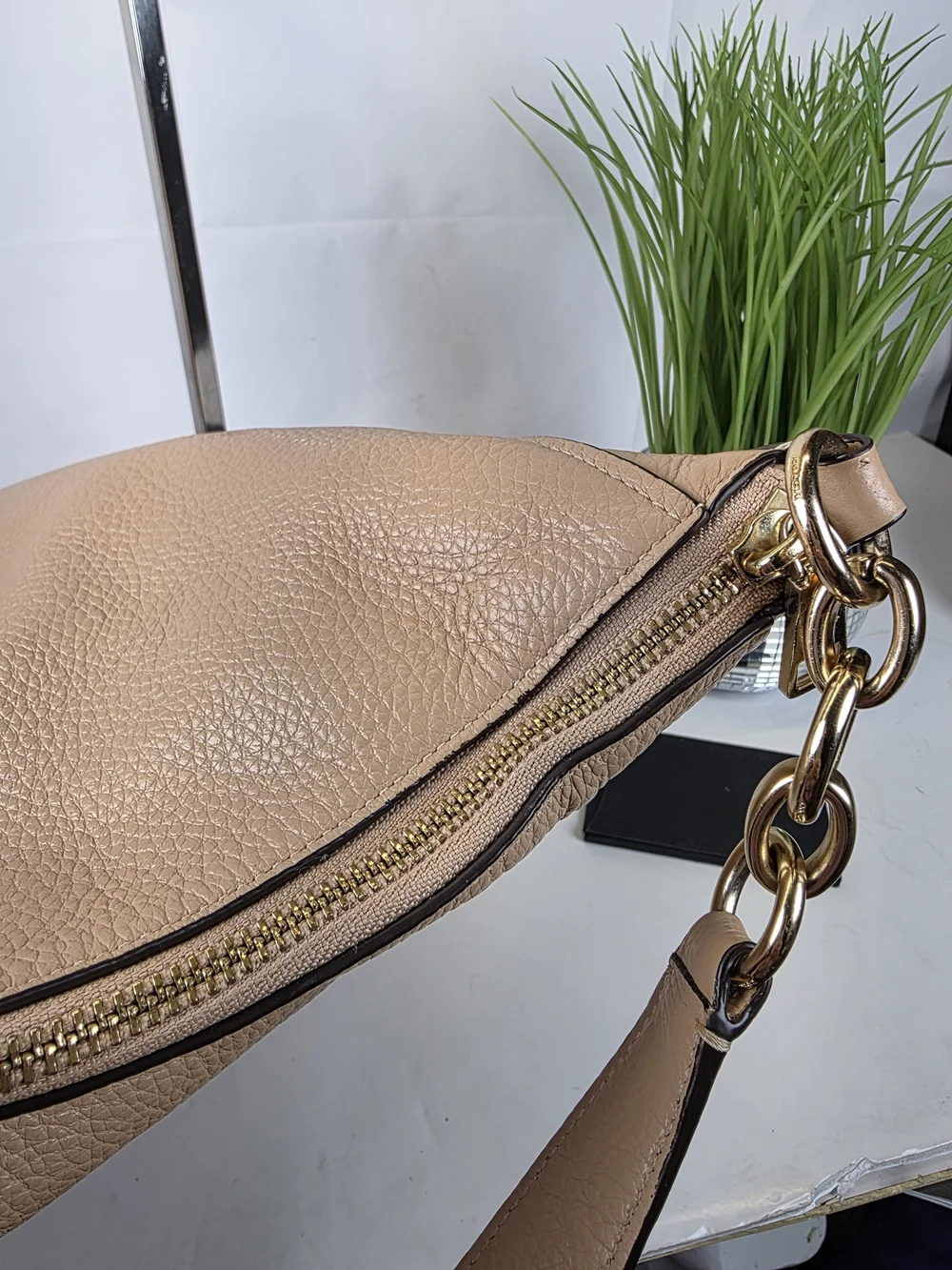 Coach Elle Hobo Light Brown Nude Pebbled Leather Shoulder Bag